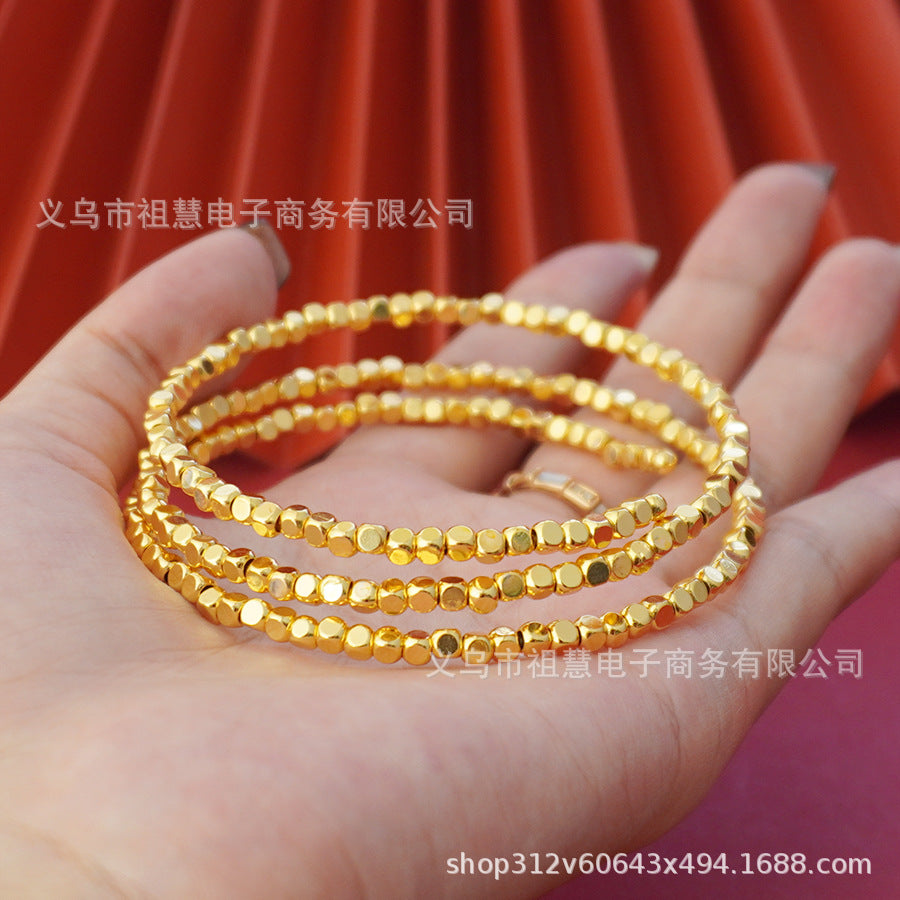 Back-to-school gift three-ring fashion square bead design women's bracelet, suitable for daily wear as a party gift