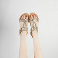 2025 summer plus size bohemian rhinestone floral elastic sandals for women - wholesale for amazon