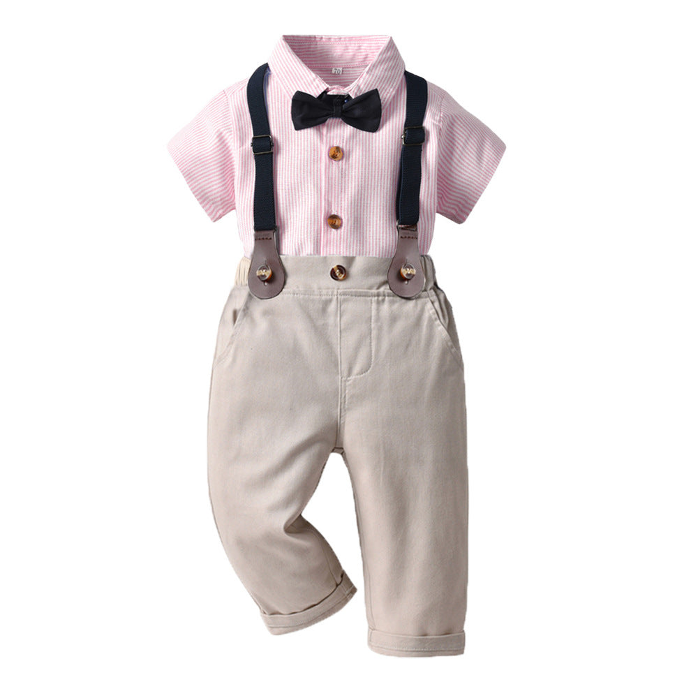 K-style children's clothing summernew arrival boys shirt gentleman suit overalls children's day performance clothes boys birthday dress