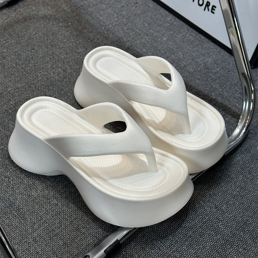 Thick sole thick heel slippers for women summer outwearthick sole shit feeling 2025new arrivalsummerpopular flip-flops