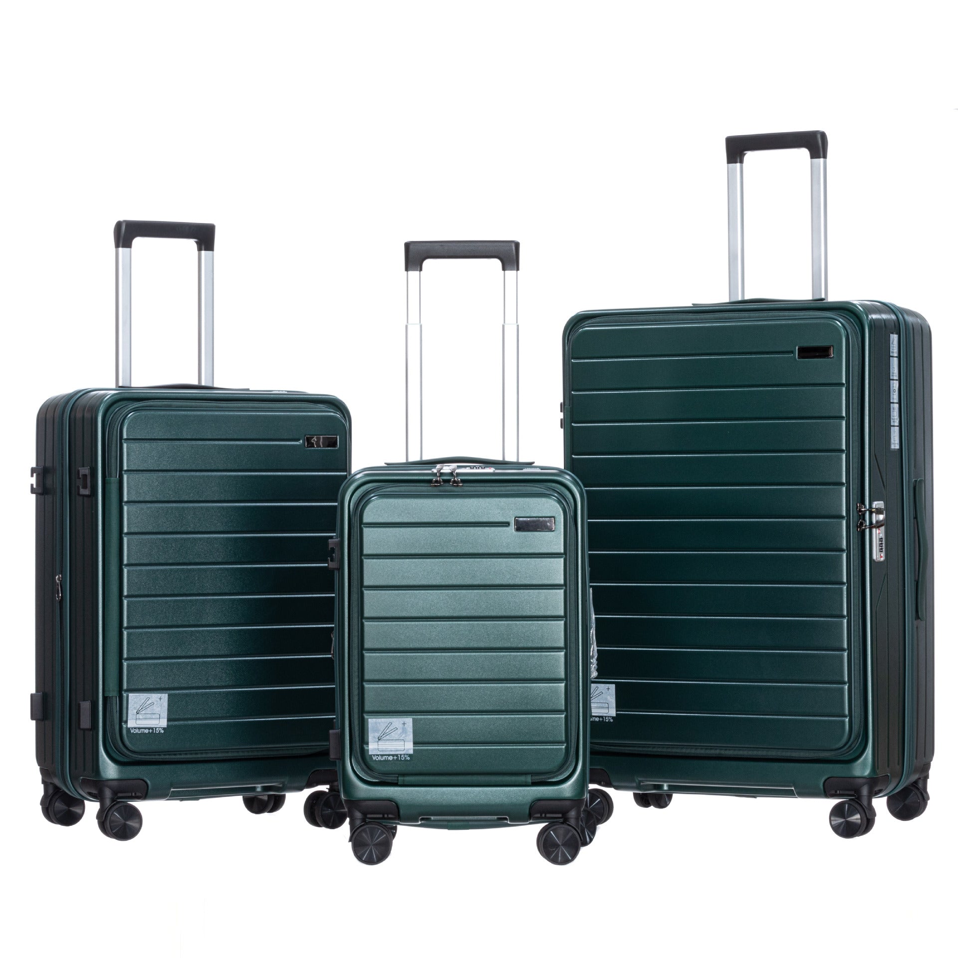 Spot front open lid trolley case three-piece set ABS + PC new material front open trolley suitcase travel bag factory