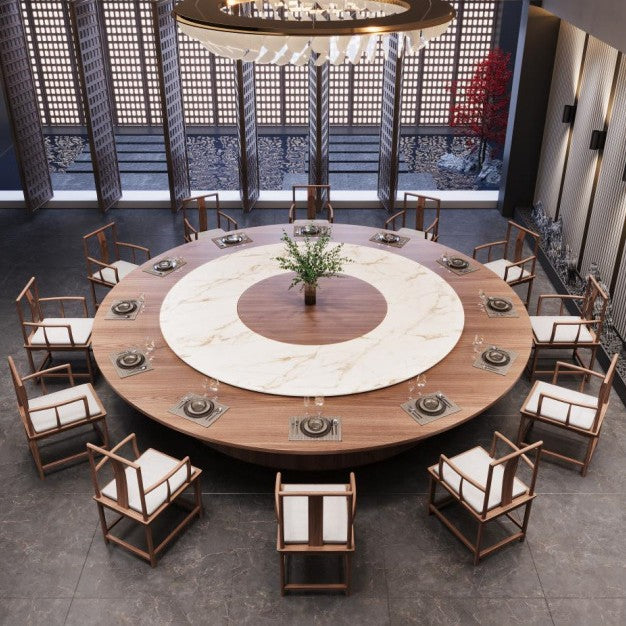 Customized hotel dining table large round table electric turntable high-end desktop large box family banquet hotel hot pot table