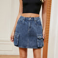 summer european and american cross-border women's fashion: new washed multi-pocket denim cargo skirt - trendy for  & independent e-commerce stores