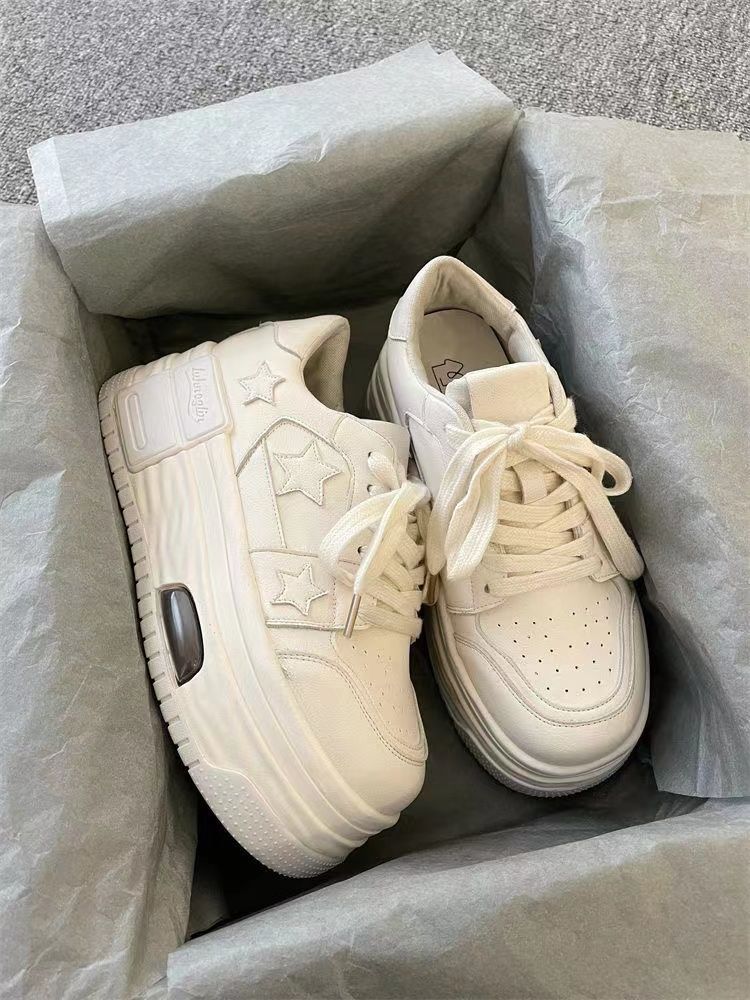 Thick-soled white shoes children thin small Internet celebrities with the same height-increasing star board shoes short welfare women's shoes tide