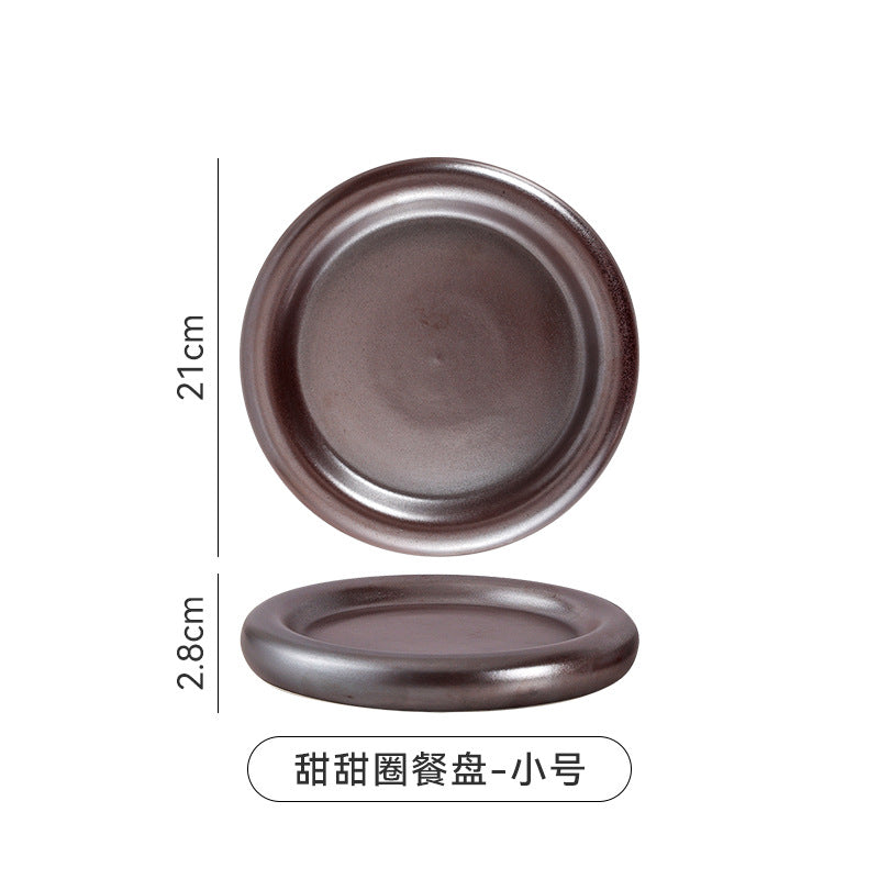 Ceramic steak dinner plate western food light luxury classy sense creative dessert plate for home donut high value dish plate