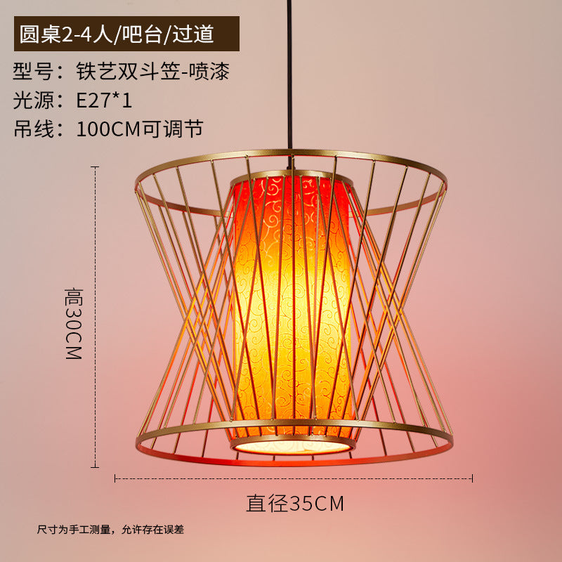 Chinese-style national tide chandelier Chinese-style round lantern lantern fixture Hot pot restaurant restaurant restaurant box booth with spotlight