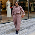 European and american women's clothing  autumn new collection: sweet & fresh high-neck long sleeve shirt & high-waisted lantern pants casual set