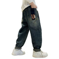 Boys' spring pants: new  denim jeans for spring and autumn, kids' trousers, trendy boys' street style pants, loose fit korean style