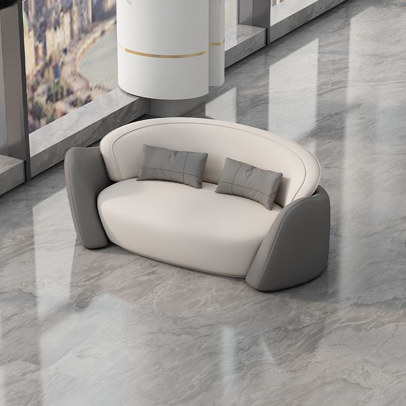 New arrival business negotiation sofa leather art lobby creative casual reception table and chairs orange and white surrounded combination furniture