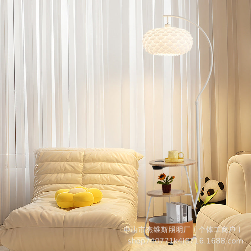 Frenchcasual floor-standing fishing stereo fish scale petals soft light b&b guest room living room multi-functional storage floor lamp