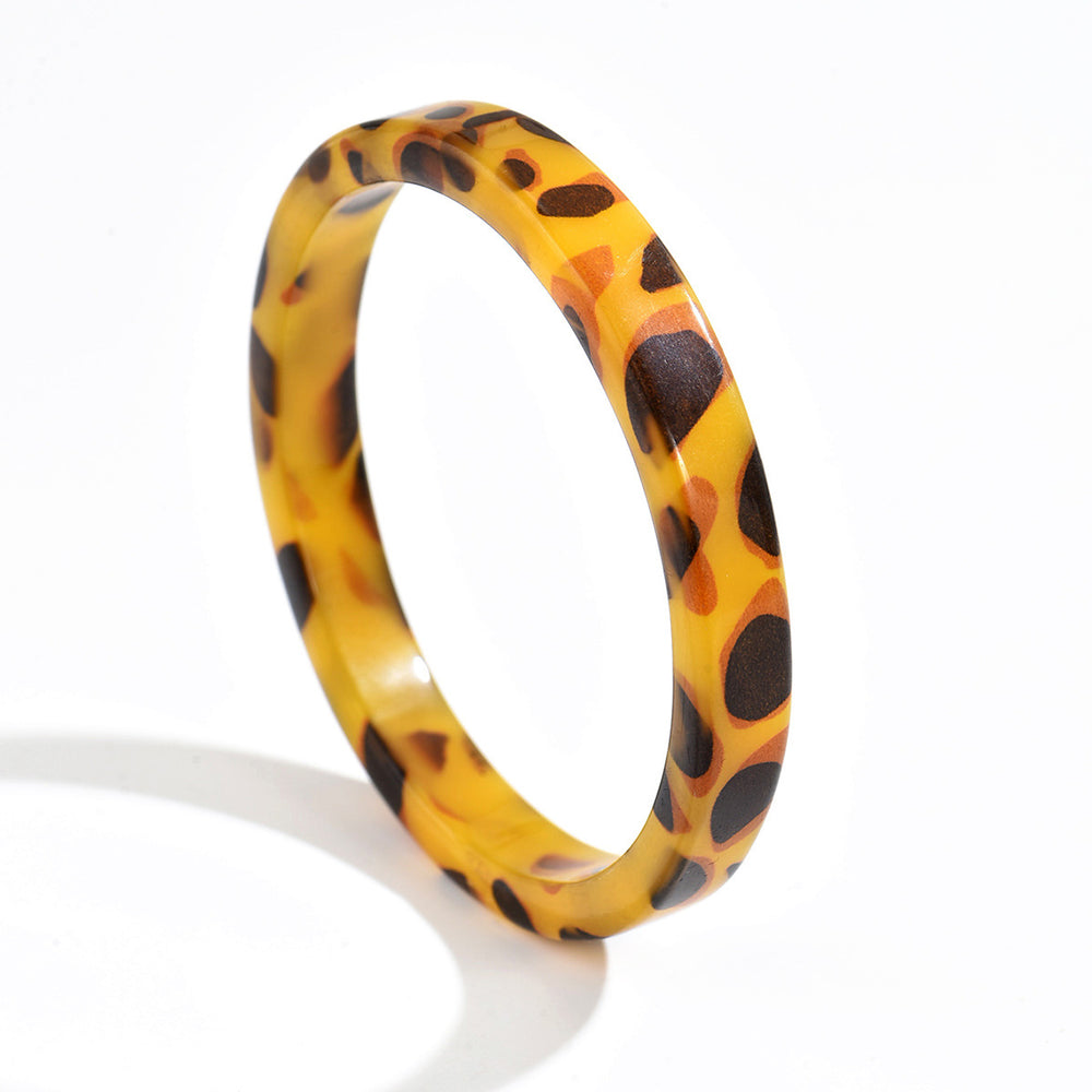 European and american cross-border retro trendy round resin leopard print bracelet niche design maillard hand stacked jewelry for women
