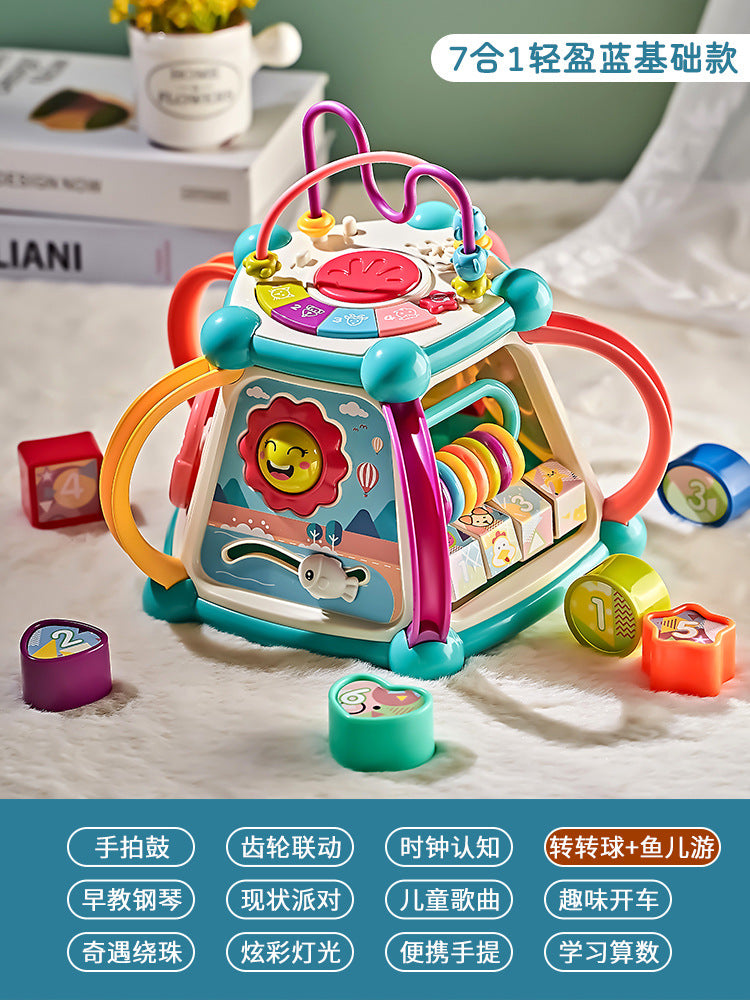 Baby multifunctional hand drum toy educational early education baby seven hexahedral music drum batch send gift