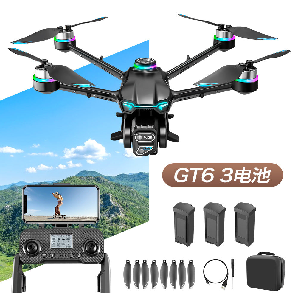 New gt6 drone: gps auto-return, quadcopter with obstacle avoidance, hd aerial photography, long-endurance remote control aircraft
