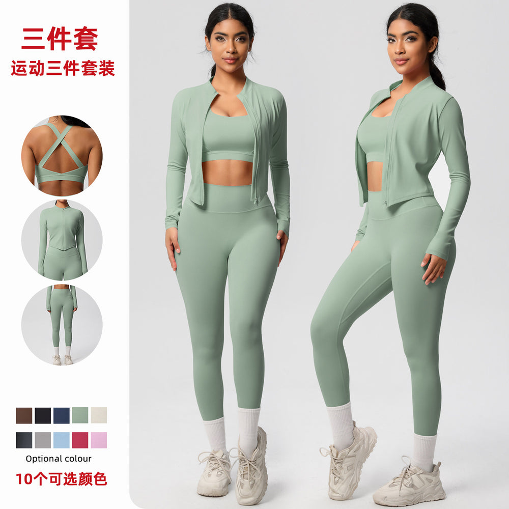 new cloud-like outdoor casual fitness activewear set - quick-dry compression running training yoga suit (3-piece)