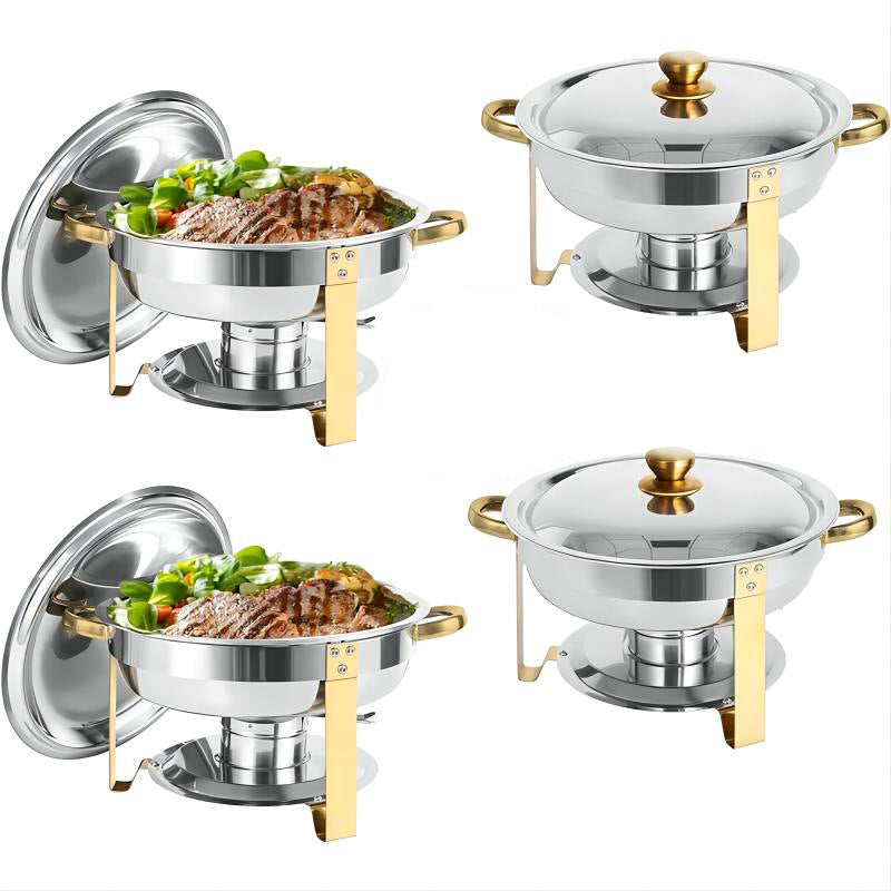Stainless steel gold-plated mini buffet warmer set - hotel-grade alcohol-fired food warmer - cross-border supply