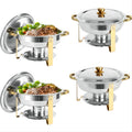 Stainless steel gold-plated mini buffet warmer set - hotel-grade alcohol-fired food warmer - cross-border supply