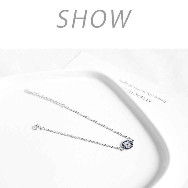 Silver devil's eye bracelet women's european and american cross-border ins micro-inlaid zircon blue eyes inlaid hand jewelry wholesale