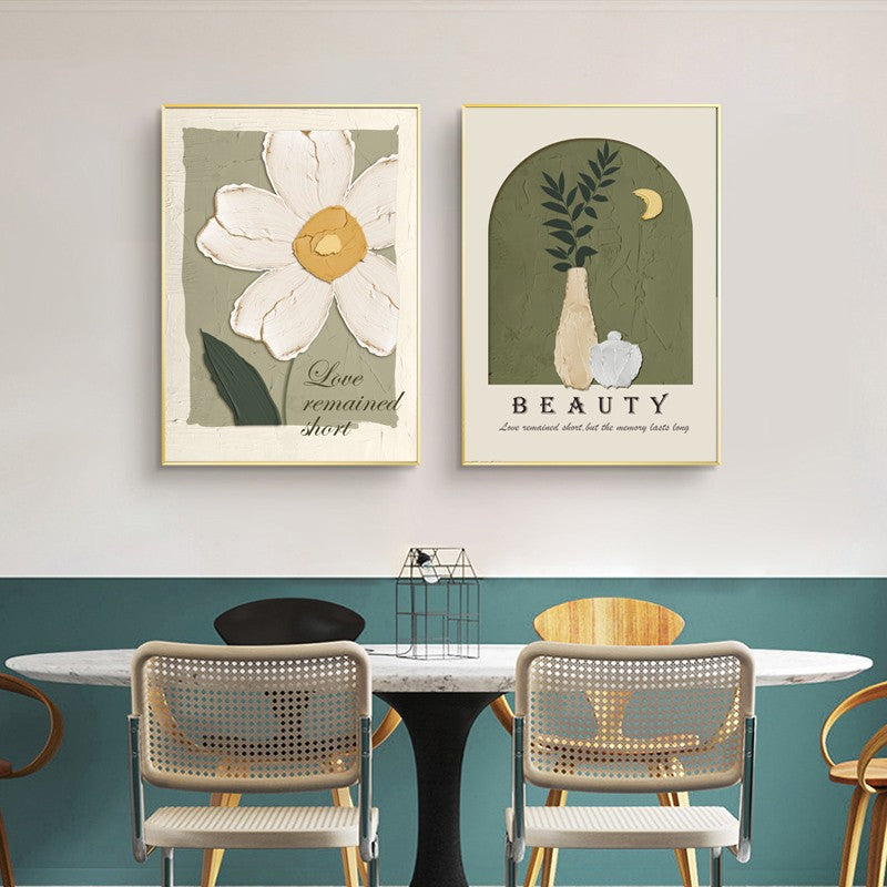 Small fresh flower living room decorative painting texture painting ins healing department cream wind pendulum painting flower dining room wall hanging painting