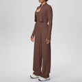 brushed tight drawstring halter vest wide-leg long three-piece set sports running fitness yoga suit