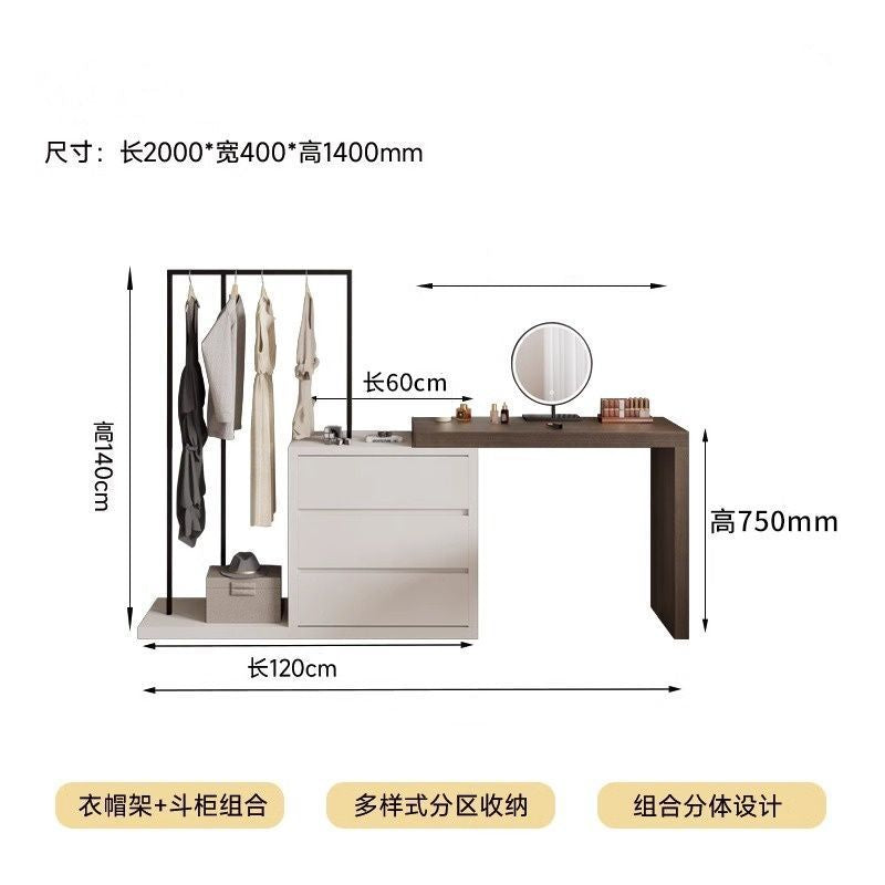 Simple modern chest of drawers dresser all-in-one solid wood small bedroom popular multifunctional corner dressing table storage cabinet