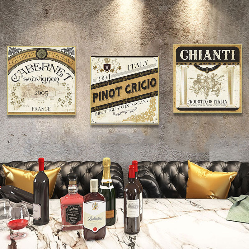 American bar decorative painting retro industrial style creative KTV box red wine glass hanging painting nostalgic wine mural