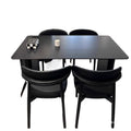 Italian-style black rock slab dining table set for small spaces - minimalist modern home furniture