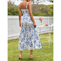 Aliexpress cross-border original design: women's elegant spaghetti strap vacation-style printed dress