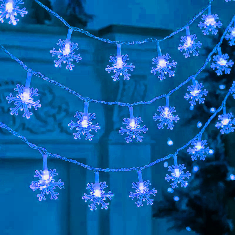 LED snowflake light string Christmas tree decoration small lights Battery box ambient light Christmas day hanging lights ins decorative lights