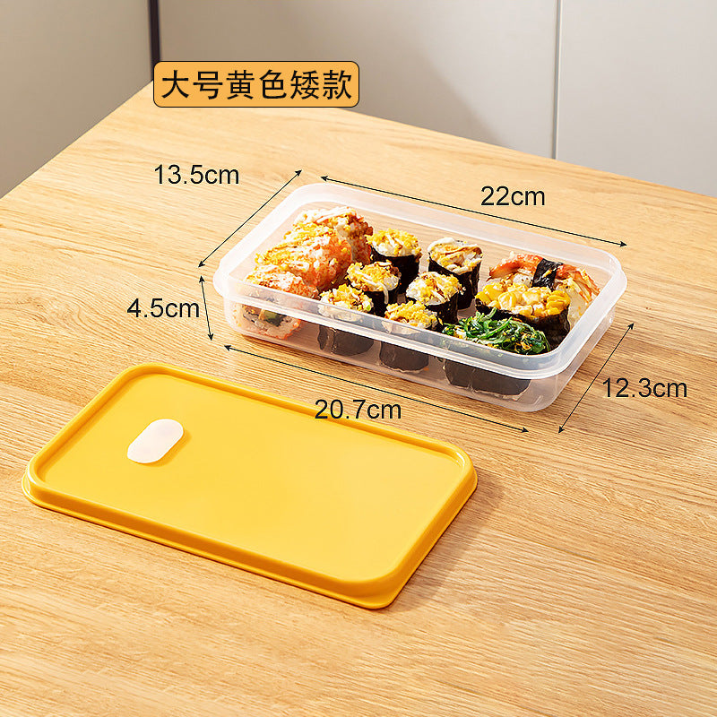 Outdoor sub-packing bento sushi box sealed plastic food storage box with lid transparent food-grade fruit crisper