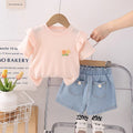 Girls' short-sleeve outfit: trendy summer style , new cute short-sleeve clothes for little girls, baby girl summer apparel