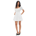 Amazon fashion puff sleeve tie back square neck dress women's  summer new cute silm skirt