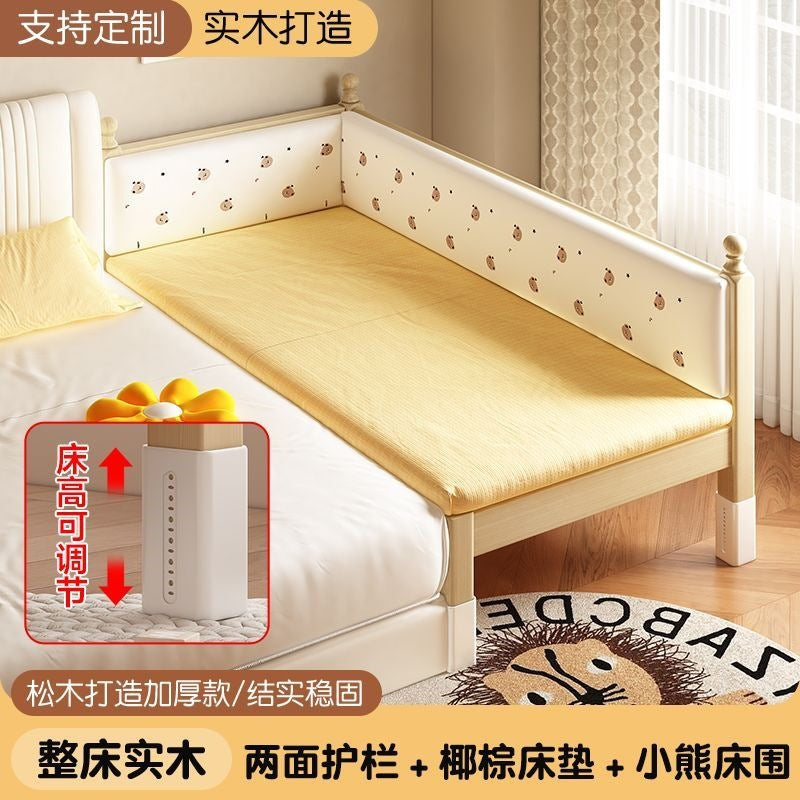 Kids bed patchwork boy big bed girl widened kids baby solid wood bedside crib guardrail crib