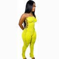 Fashion cross-border supply  women's clothing silm side tie pleated milk silk flat chest jumpsuit