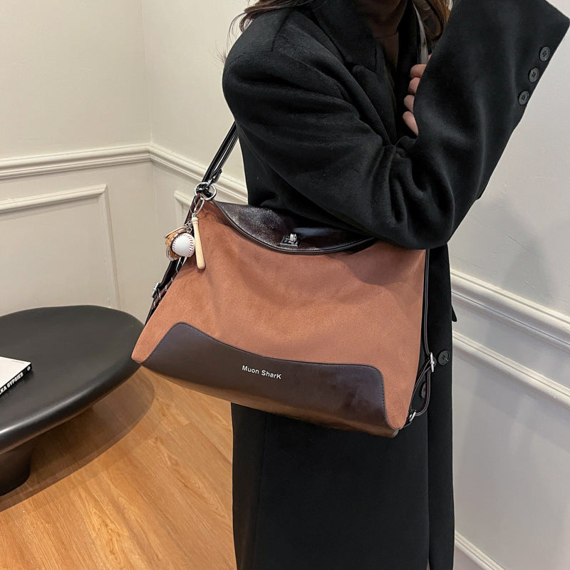 Retro pu large-capacity bag women's autumn and winter 2025 new tote bag multi-functional shoulder and shoulder dual-purpose bag