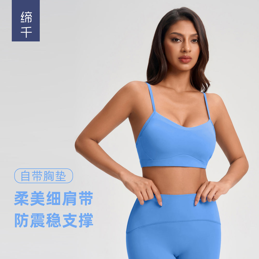 Women's fleece-lined sports bra with cutout back design - running, fitness, push-up, shockproof yoga bra yg-1003