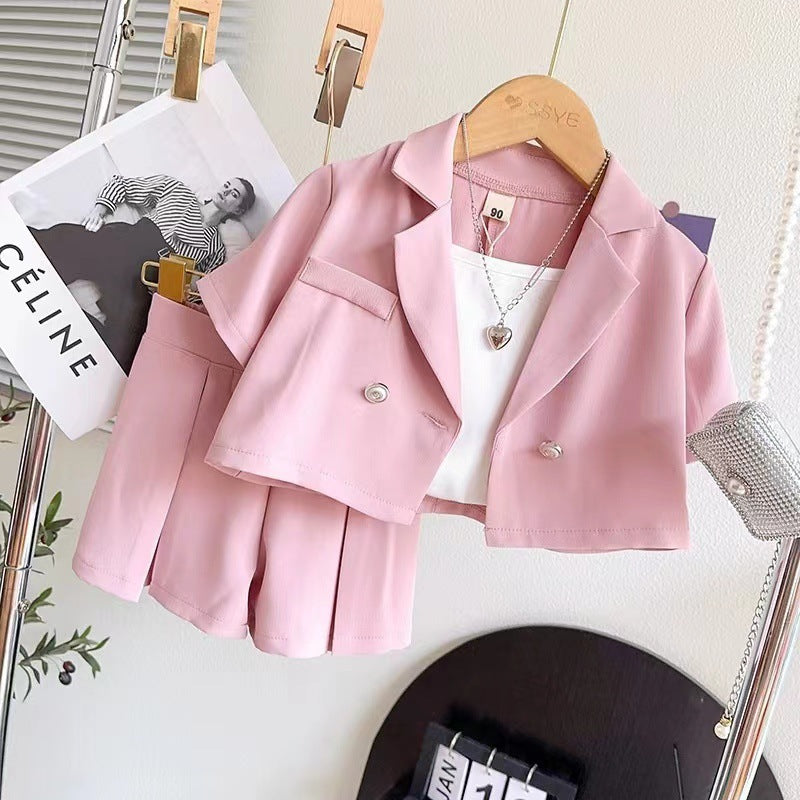 Girls' summer new french style niche outfit: blazer + wide-leg shorts - direct from the manufacturer