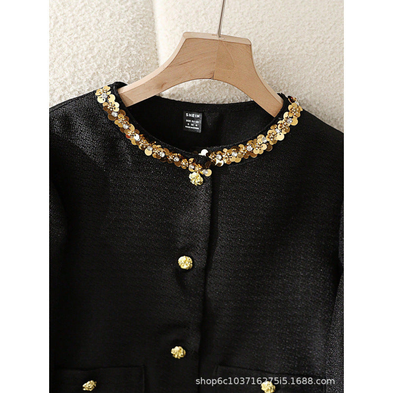 Women's  fall/winter new collection: french chic "it girl" style tweed suit set - elegant short jacket