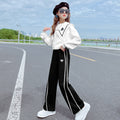 Girls' spring/autumn  new stylish tracksuit set - girls' casual wide-leg pants two-piece outfit for big girls and children