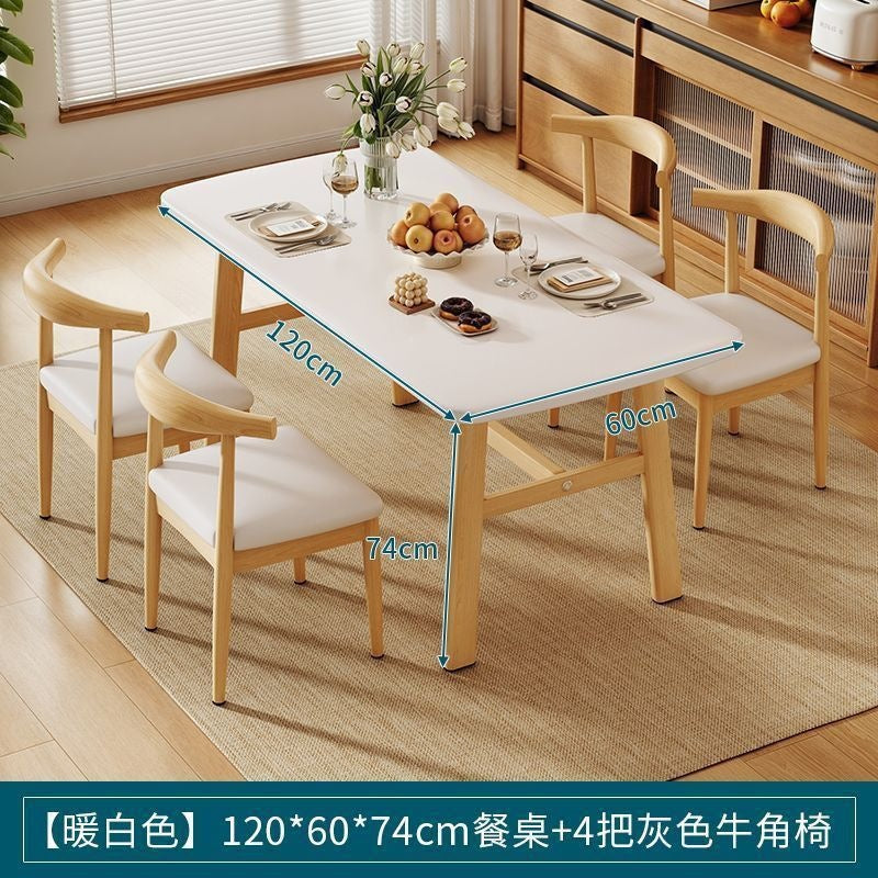 Dining table and chair combination small apartment for home rectangular table and chair commercial breakfast shop dining table and chair fast food restaurant iron horn chair