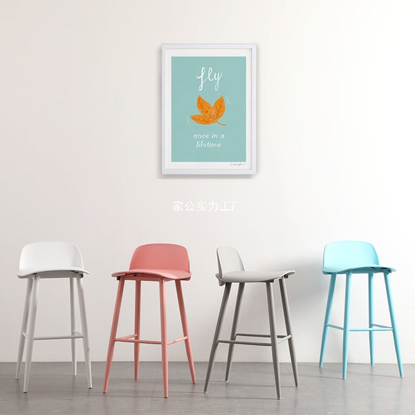 Nordic bar chair home modern minimalist high chair acrylic backrest Internet celebrity milk tea shop cafe bar chair