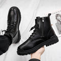 Spring classic round toe boots men's british style high-top motorcycle zipper workwear boots thick sole short boots 8605