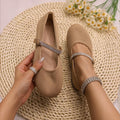 Plus size rhinestone bow mary jane shoes - new autumn  collection - round toe, single strap, flat women's shoes