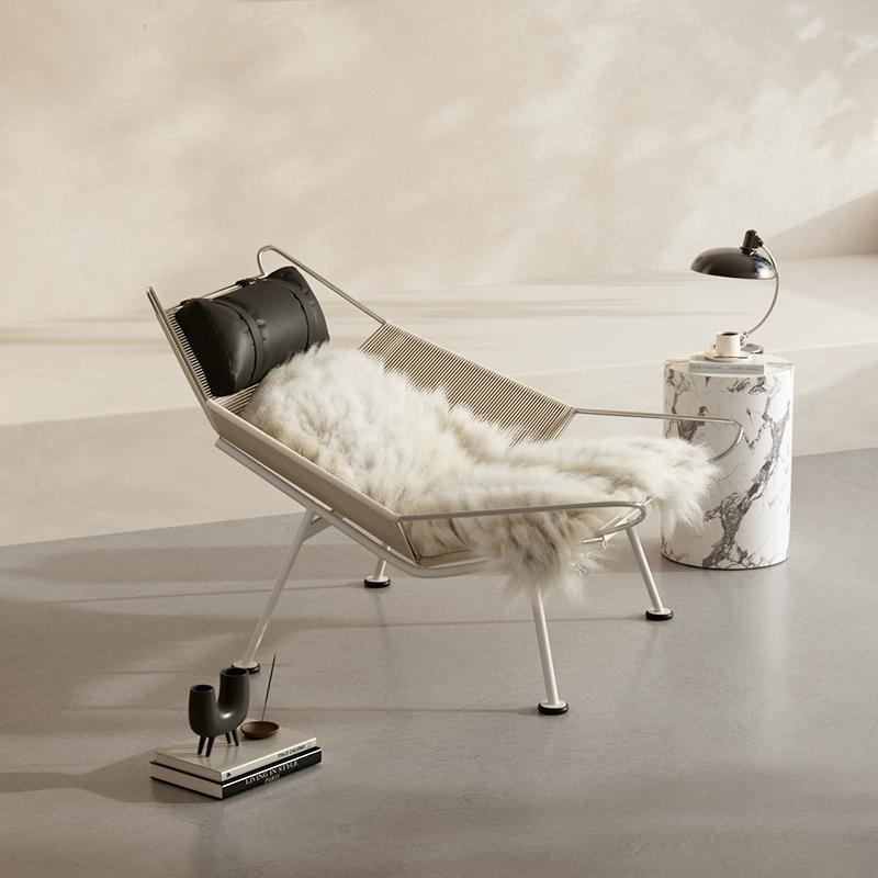 Danish designer wabi-sabi style recliner - vintage flag rope creative leisure chair - minimalist hand-woven lazy chair