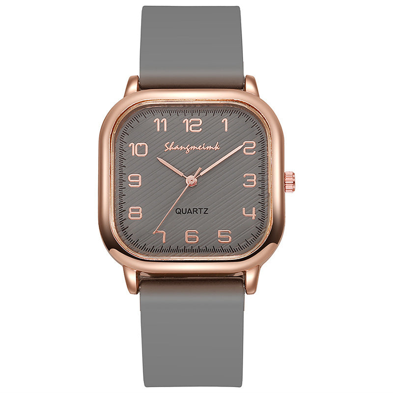 Shangmei square arabic numerals scale silicone strap fashion quartz women's watch factory direct sales wholesale