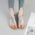 2025 summer new arrivals: european and american style women's sandals - elastic band, hotfix rhinestones, soft, breathable, lightweight, comfortable, plus size, flat