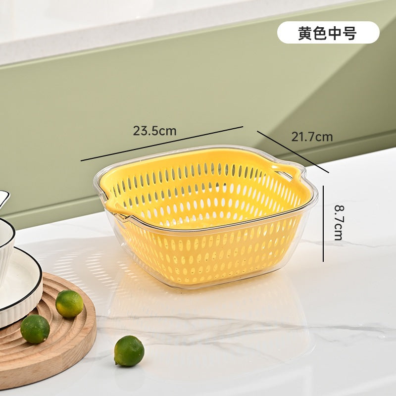 Personalized double-layer sink drain basket six-piece set kitchen living room for home fruit washing plate casual vegetable basket