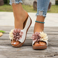 Wholesale plus-size floral wedge sandals for :  summer thick-soled european and american platform slides for women