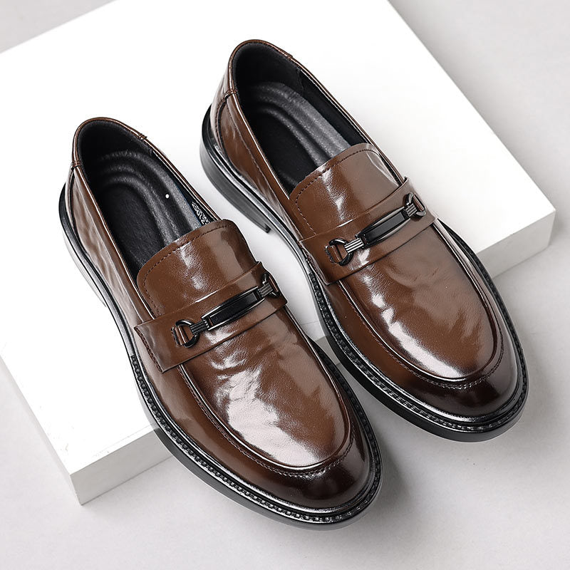 Genuine leather men's soft leather soft sole leather shoes thick sole bean shoes business formal work casual daily leather shoes