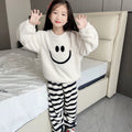 Children's fall and winterthickenedheattech velvet pajamas set for girls sweet baby boyfleece-lined