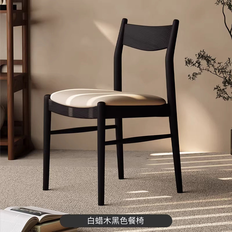 Scandinavian solid wood dining chair for home ash walnut color dining table and chairs wabi-sabi style restaurant casual back chair